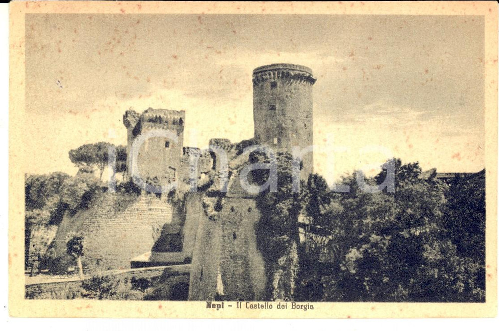 Cartolina originale da collezione 1958 NEPI VT Veduta del castello dei Borgia Cartolina postale FP VG 1