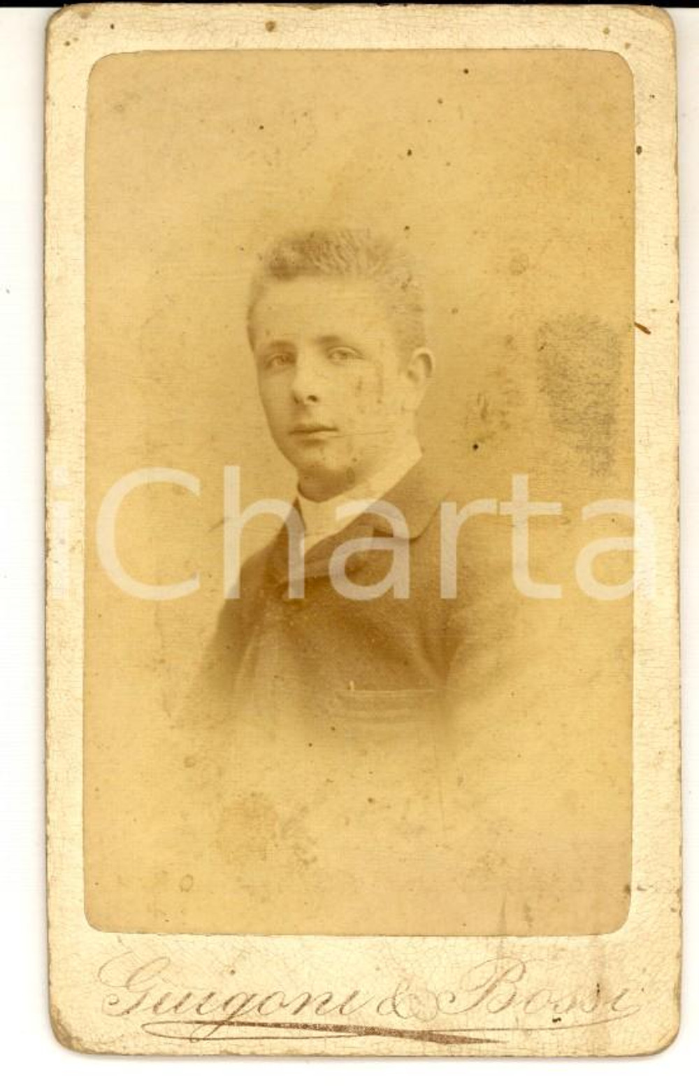 Fotografia d epoca originale 1890 MILANO Ritratto di bambino con il cappottoFoto GUIGONI e BOSSI 1