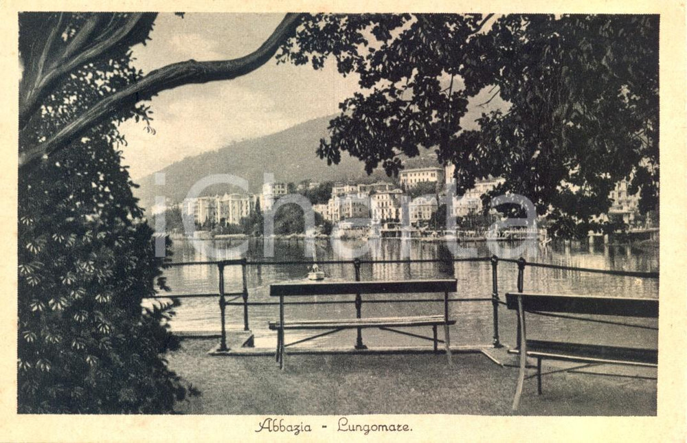 Cartolina originale da collezione 1933 ABBAZIA /OPATIJA Panorama dal lungomare *Cartolina postale ANIMATA FP VG 1