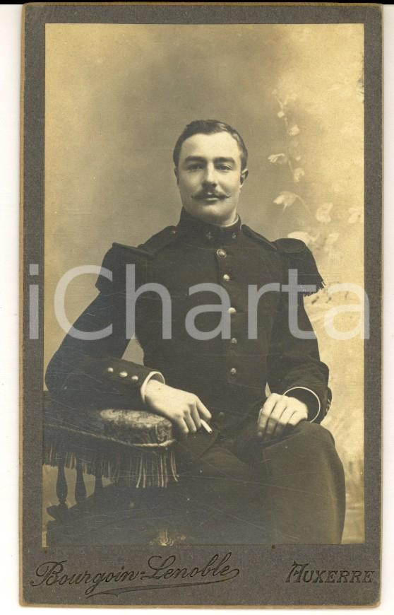 Fotografia d epoca originale 1915 ca AUXERRE ARMEE DE TERRE Officier 4e rÃ©giment infanterie BOURGOINLENOBLE 1