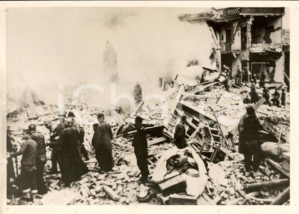 Fotografia d epoca originale 1938 ZHENGZHOU CINA Macerie Hotel DE LA PAIX FLEURIE 1