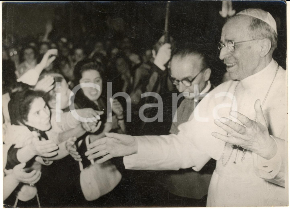 1956 ROMA Papa Pio XII riceve in udienza le domestiche romane *Foto 18x13 cm