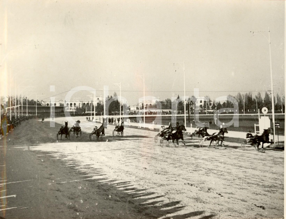 Fotografia d epoca originale 1936 MILANO Cavalli impegnati nelle gare di trotto Ippodromo di SAN SIRO Foto 1