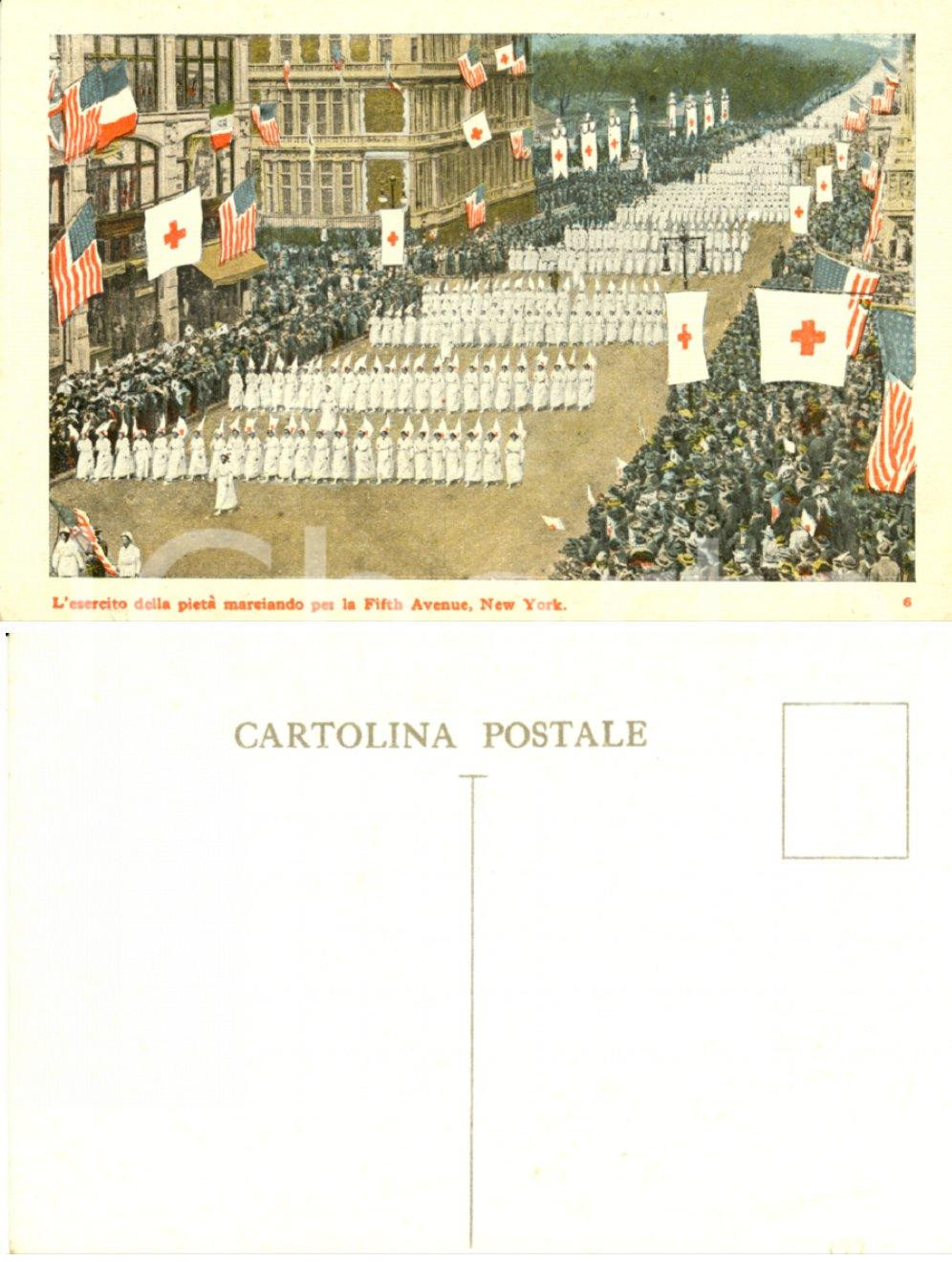 Cartolina originale da collezione 1920 ca NEW YORK USA Esercito pietà FIFTH AVENUE Cartolina FP NV CROCE ROSSA 1