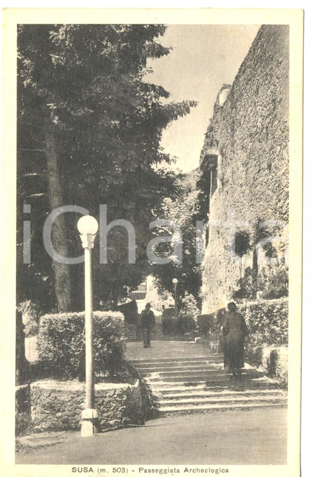 Cartolina originale da collezione 1933 SUSA (TO) Passeggiata Archeologica *Cartolina ANIMATA FP VG 1