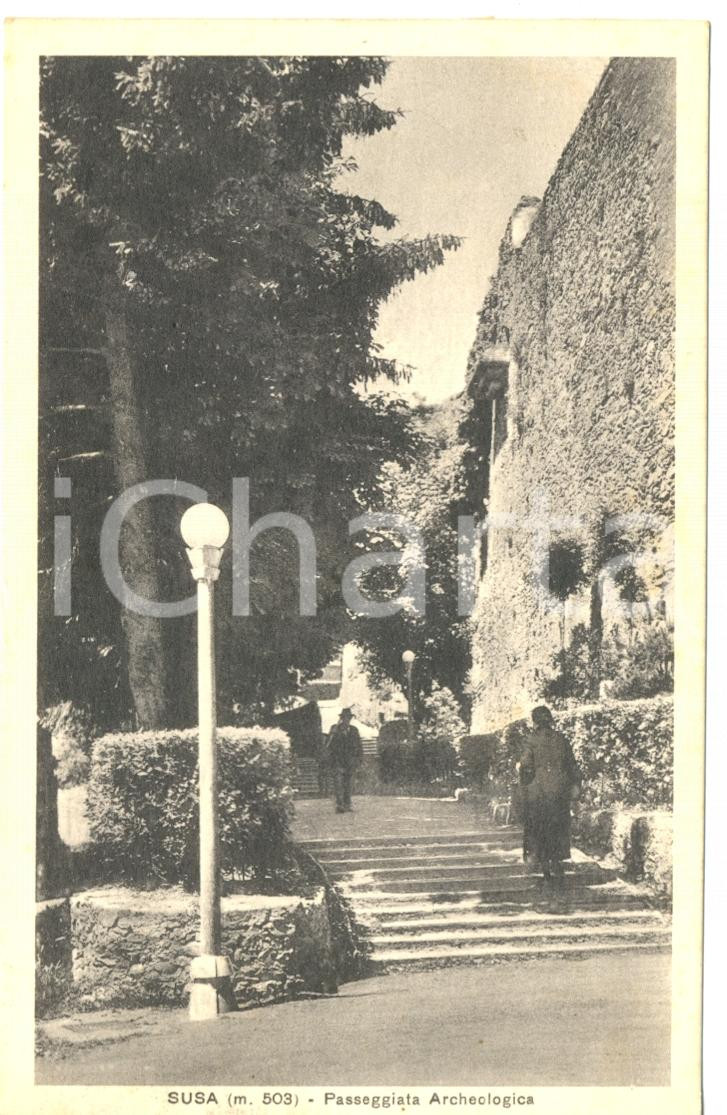 Cartolina originale da collezione 1933 SUSA TO Passeggiata Archeologica Cartolina ANIMATA FP VG 1