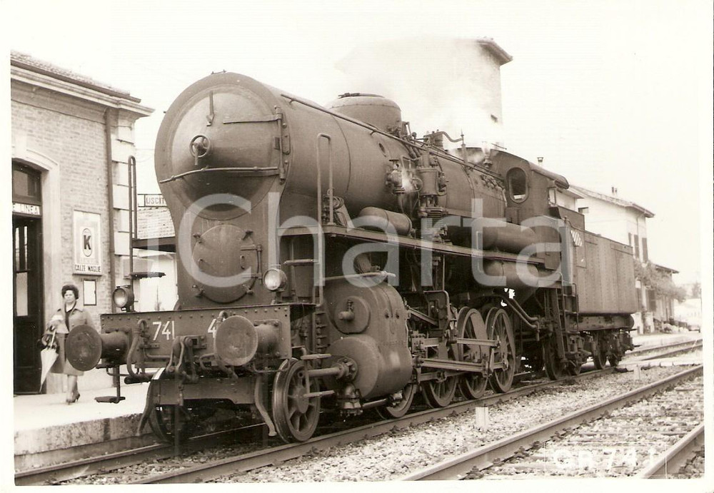 Fotografia d epoca originale 1975 ca FERROVIE STATO Locomotiva FS 741 Foto seriale 14x10 cm 1