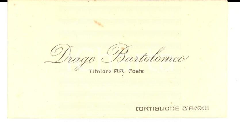 1915 ca CORTIGLIONE Biglietto da visita Bartolomeo DRAGO Titolare Regie Poste