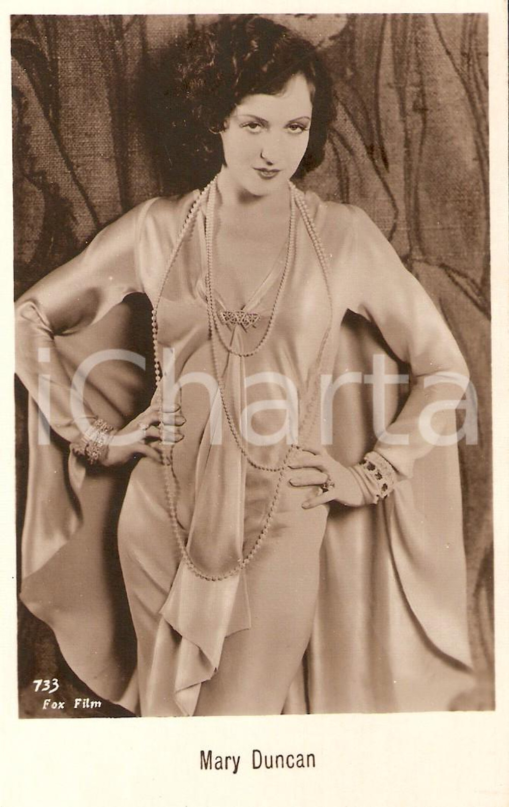 Cartolina originale da collezione 1930 ca CINEMA Actress Mary DUNCAN portrait with pearl necklace *Cartolina FP NV 1