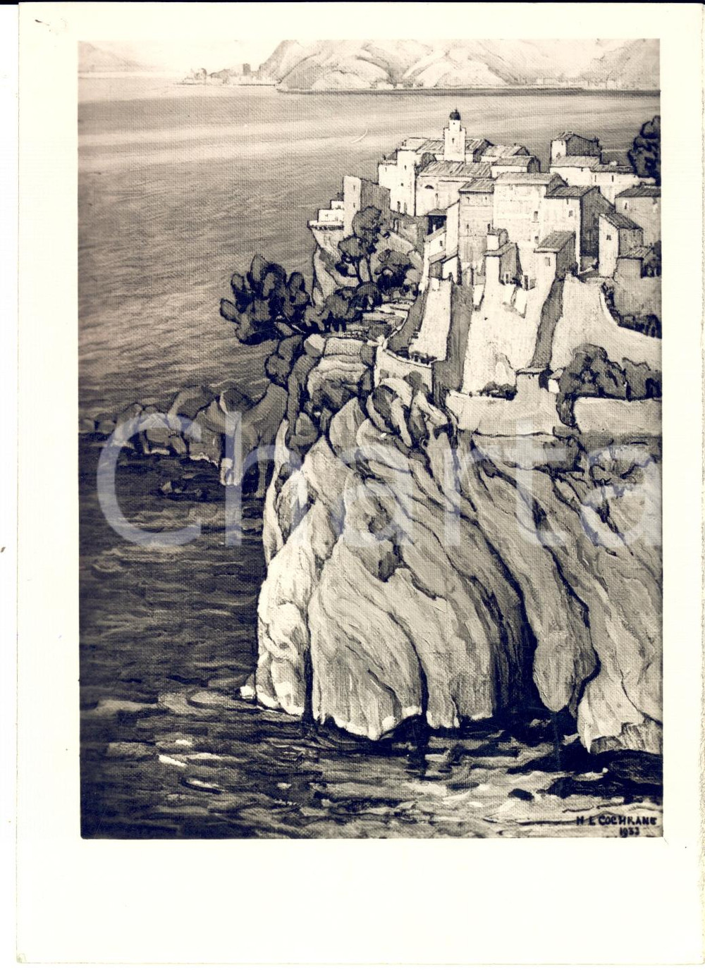 Fotografia d epoca originale 1933 Premio pittura GOLFO DELLA SPEZIA Helen Lavinia COCHRANE Paesaggio Foto 1