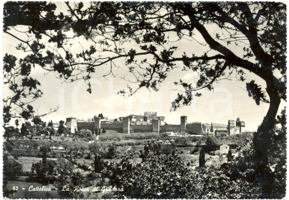 Cartolina originale da collezione 1951 CATTOLICA RN Rocca di GRADARA Cartolina postale FG VG 1