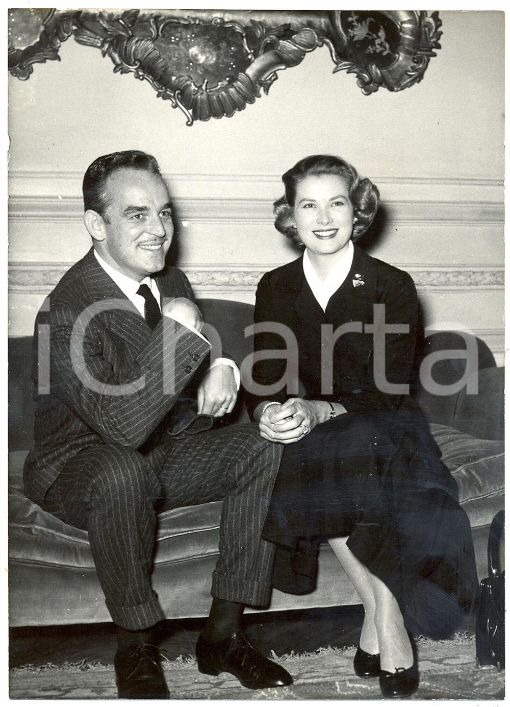 1957 ROMA Principi Ranieri e Grace di Monaco al GRAND HOTEL *Foto 13x18 cm