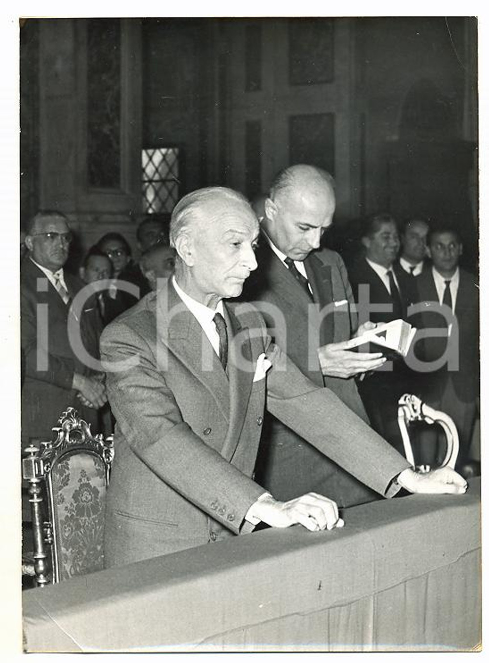 1959 FIRENZE VII Congresso DC Antonio SEGNI durante messa Basilica SS Annunziata