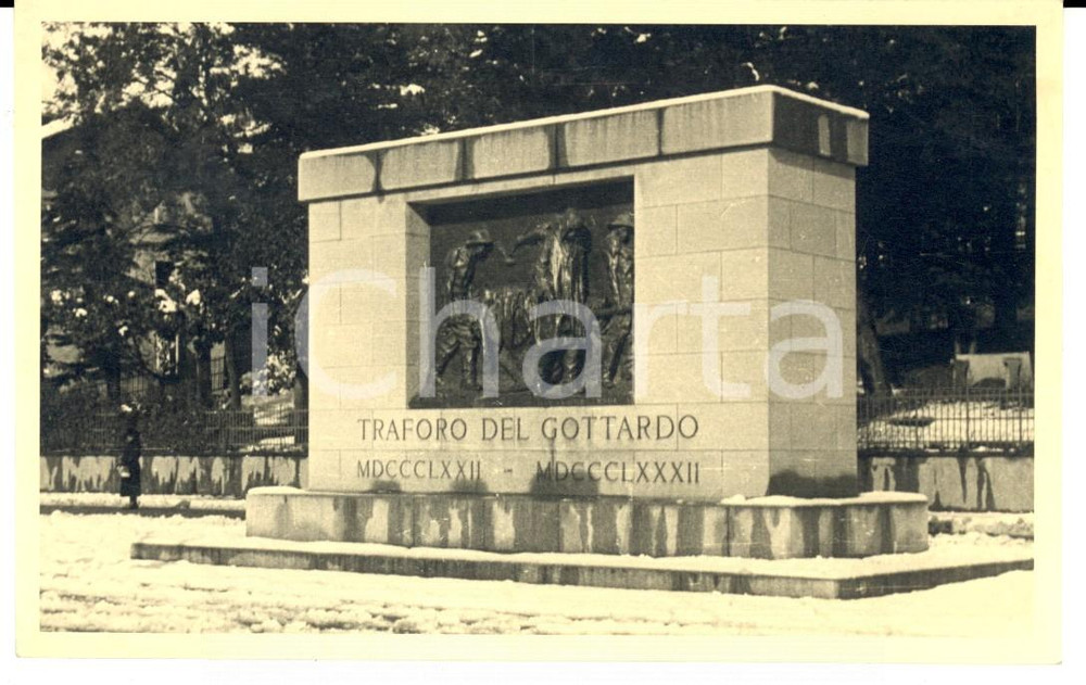 Cartolina originale da collezione 1930 ca AIROLO SVIZZERA Traforo del GOTTARDO Monumento alle vittime del lavoro 1