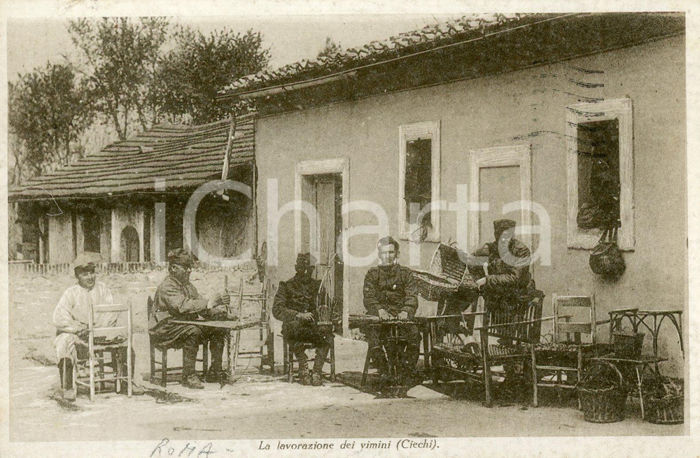 1917 ROMA Opera di assistenza ai militari ciechi - Lavorazione vimini CARTOLINA  Cartolina postale d'epoca, viaggiata.CONDIZIONI: FFORMATO: FP    originale e autentica 1