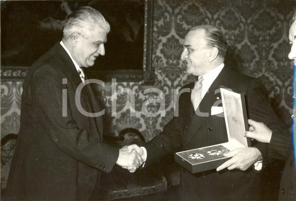 Fotografia d epoca originale 1957 ROMA Cesare MERZAGORA riceve Adolpho Cardozo de Alencastro GUIMARAES Foto 1