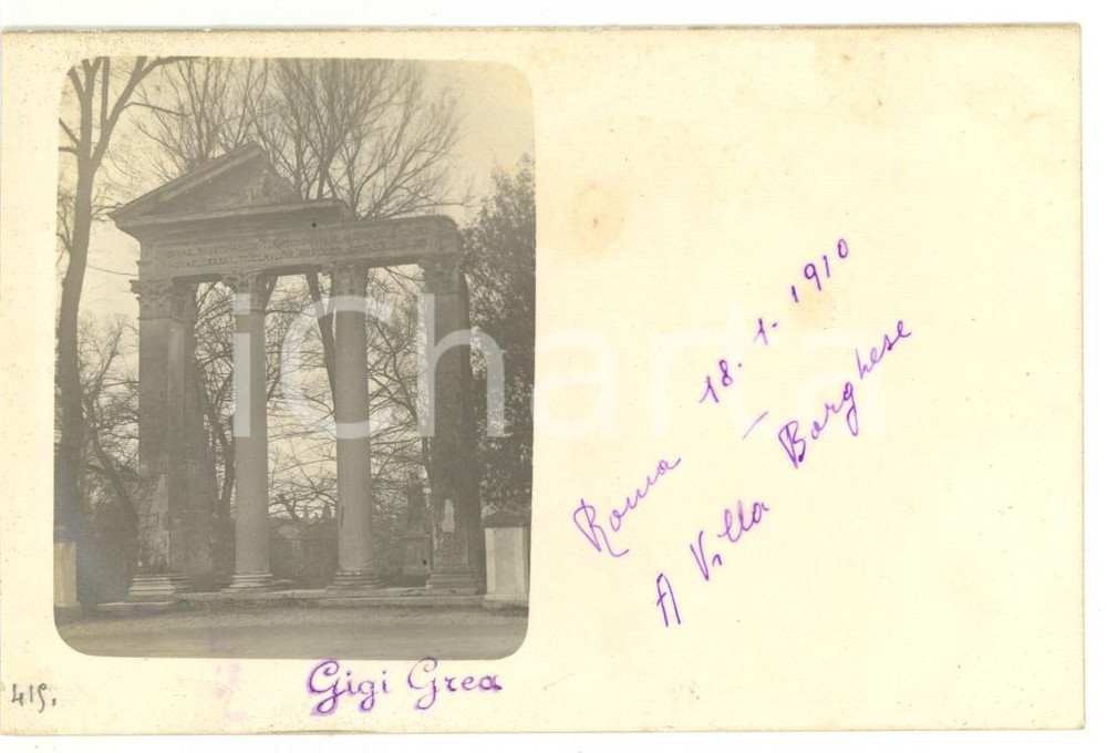 1910 ROMA Villa Borghese - Veduta Tempio di Antonino e Faustina *Fotocartolina