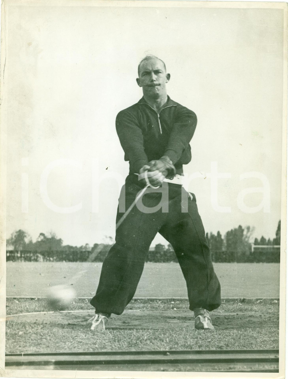 Fotografia d epoca originale 1940 STUTTGART DE Lancio del martello Erwin BLASK campione mondiale FOTO 1