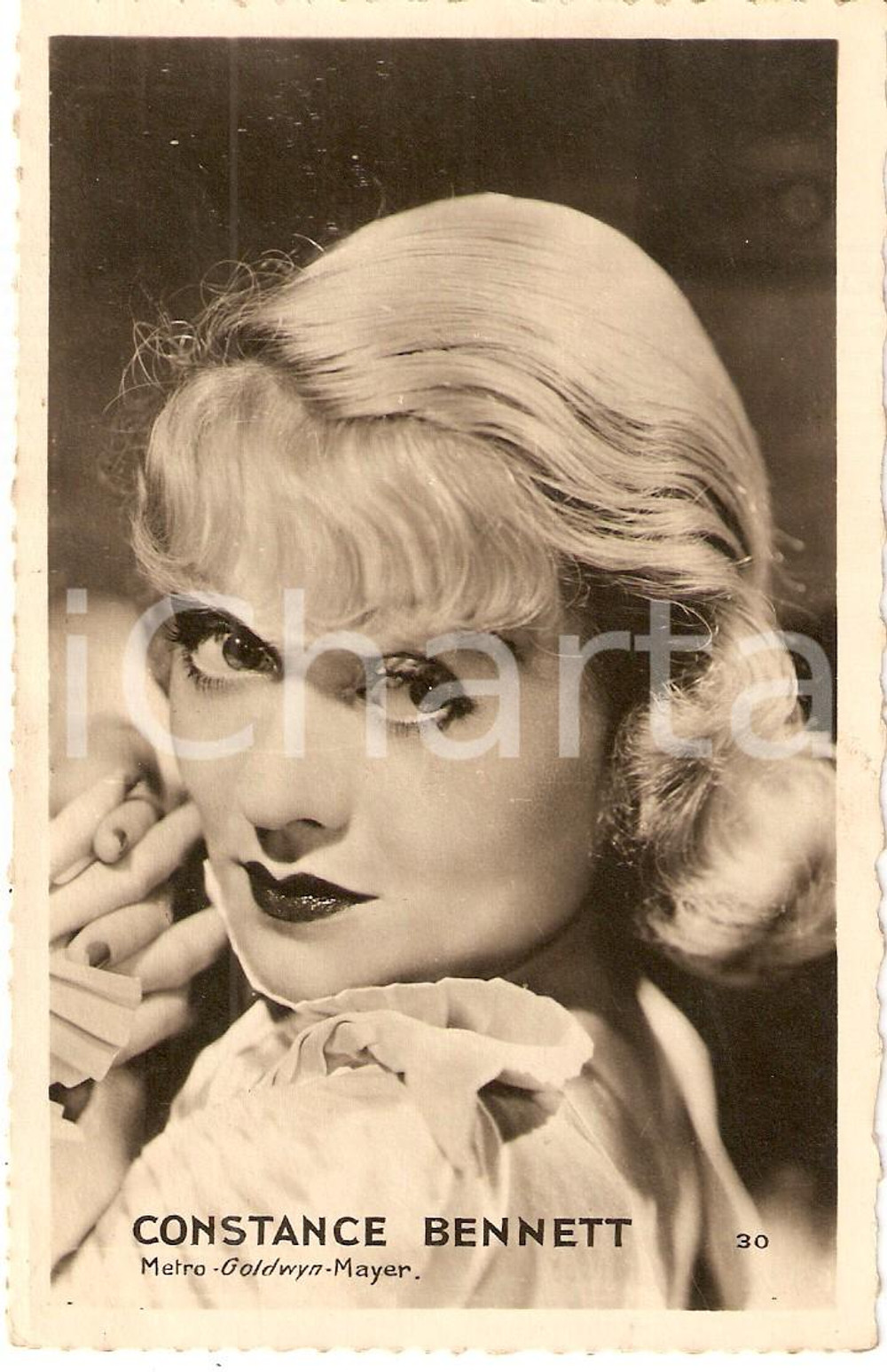 Cartolina originale da collezione 1940 ca CINEMA Actress Constance BENNETT Portrait METRO GOLDWYN MAYER *Cartolina 1
