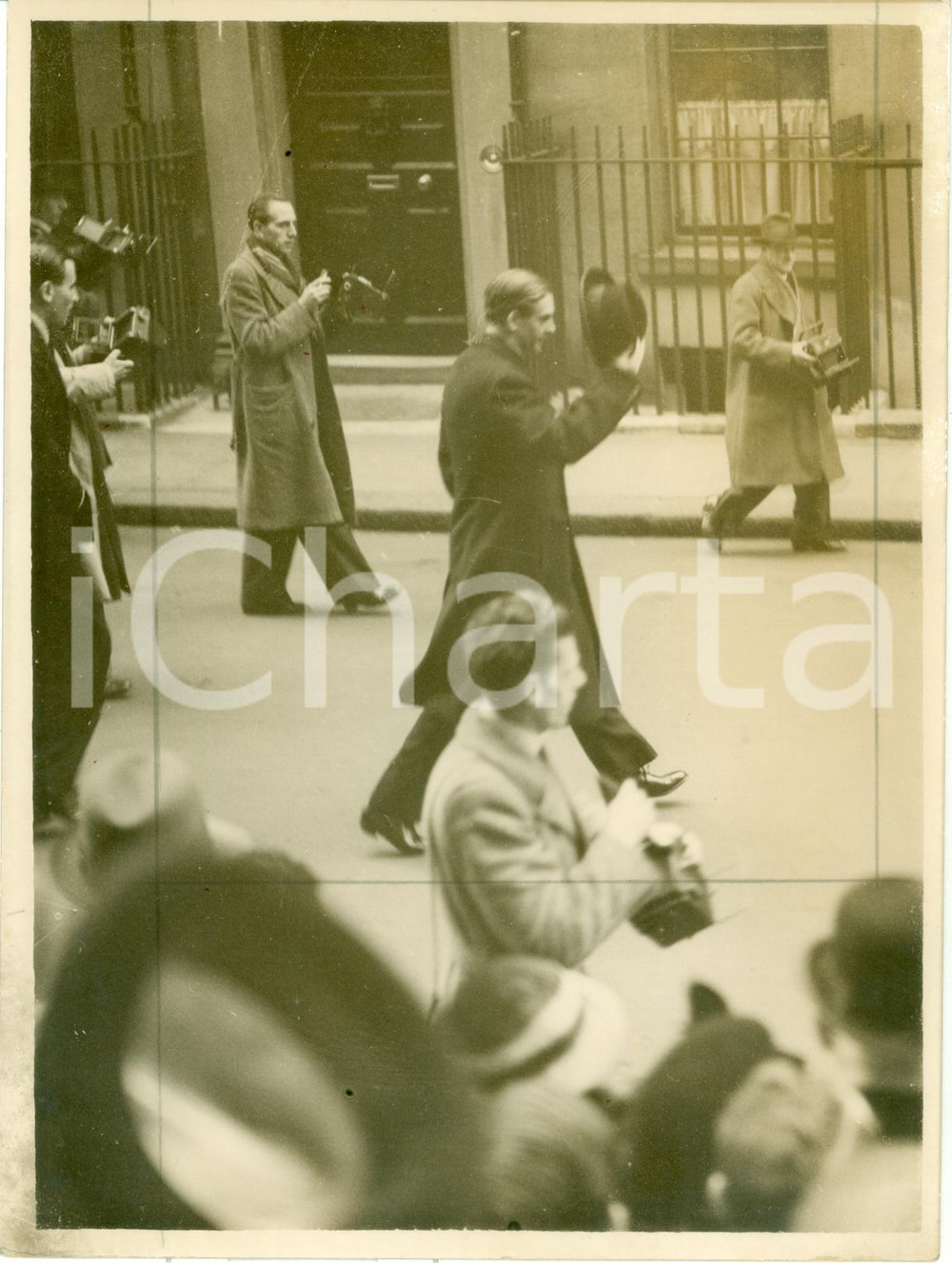 Fotografia d epoca originale 1938 LONDON Ministro Anthony EDEN lascia Governo CHAMBERLAIN per protesta FOTO 1