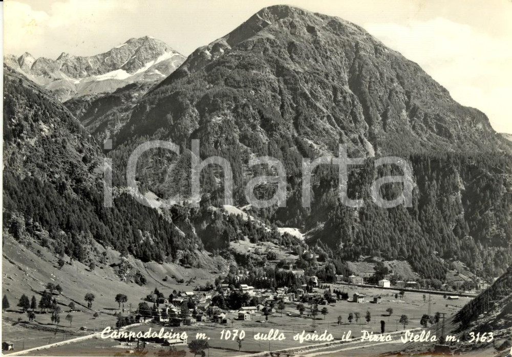 Cartolina originale da collezione 1961 CAMPODOLCINO (SO) Veduta del paese con sfondo Pizzo SELLA *Cartolina FG VG 1