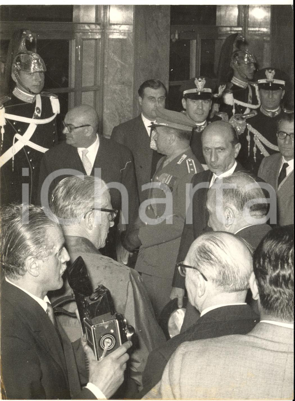 1958 ROMA Presidente Giovanni GRONCHI al rientro dalla visita in Gran Bretagna