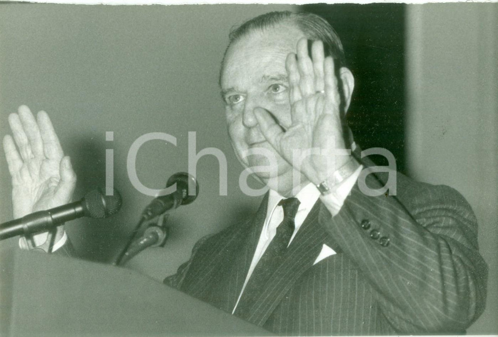 Fotografia d epoca originale 1988 PARIS LE BOURGET Raymond BARRE tiene un discorso elettorale Fotografia 1
