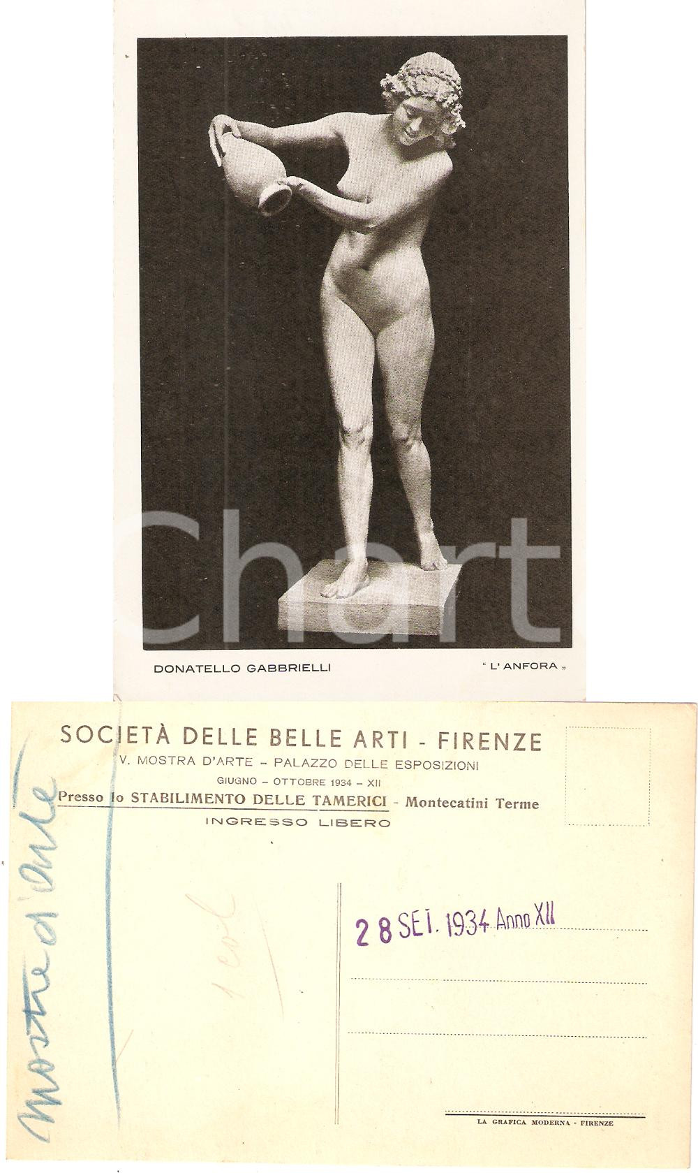 Fotografia d epoca originale 1934 MONTECATINI TERME PT Donatello GABBRIELLI L anfora Fotografia coeva 1