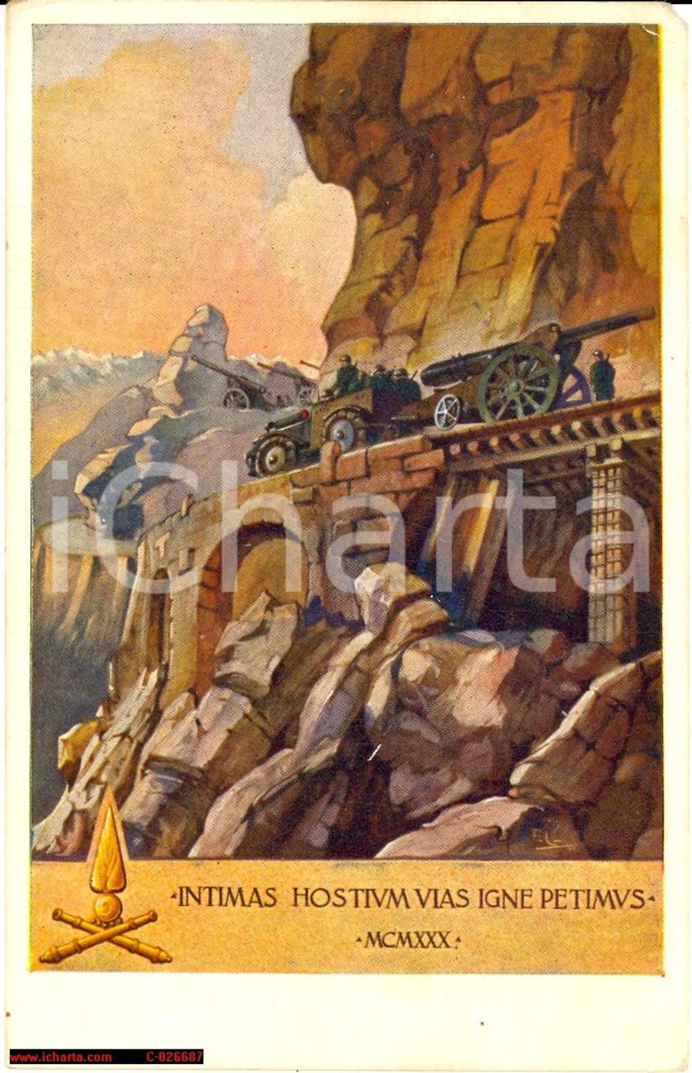 Cartolina originale da collezione 1935 - 9Â° Regg.to Artiglieria Pesante *Carminiani 1