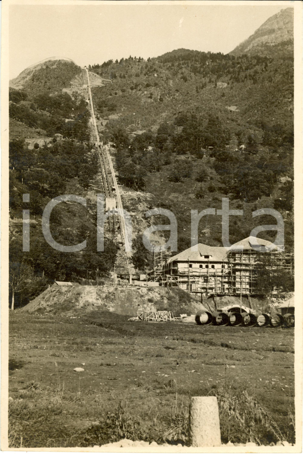 Fotografia d epoca originale 1927 SONICO BS Centrale Idroelettrica e condotta forzata in costruzione Foto 1
