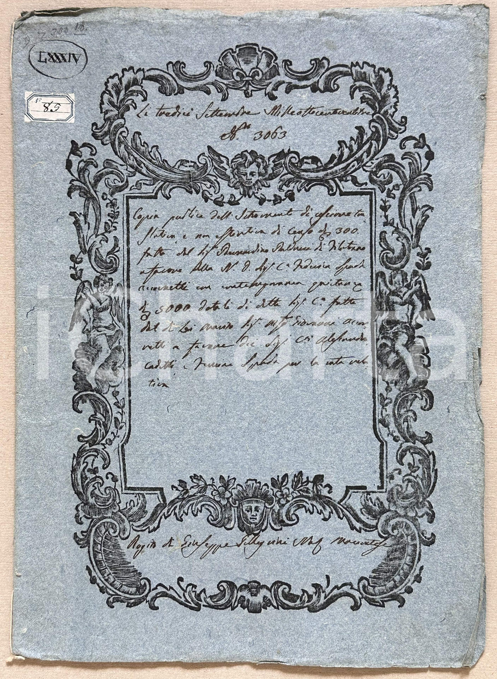 Documento originale, autentico 1823 MACERATA Nozze Federica SPADA Giovanni ACCORRETTI - Manoscritto 16 pp. 1