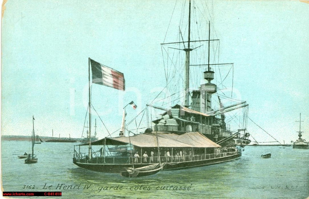 Cartolina originale da collezione 1920 circa LE HENRI IV garde-cÃ´tes cuirassÃ© ILLUSTRATA 1