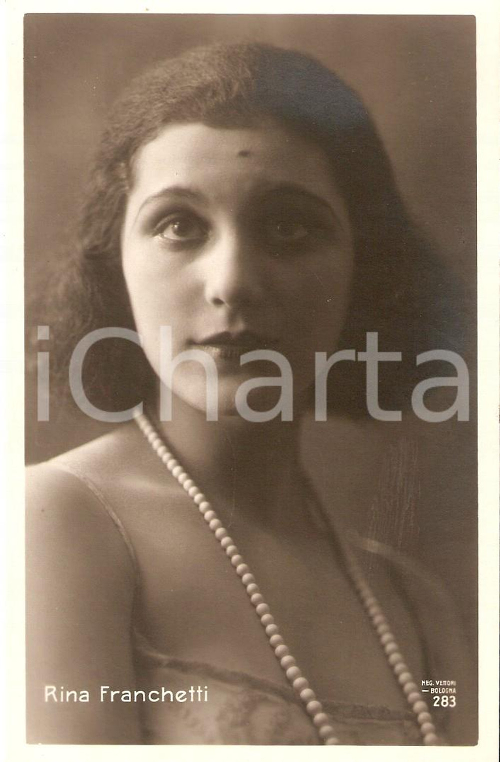 Cartolina originale da collezione 1935 ca CINEMA Attrice Rina FRANCHETTI Ritratto con collana di perle *Cartolina 1