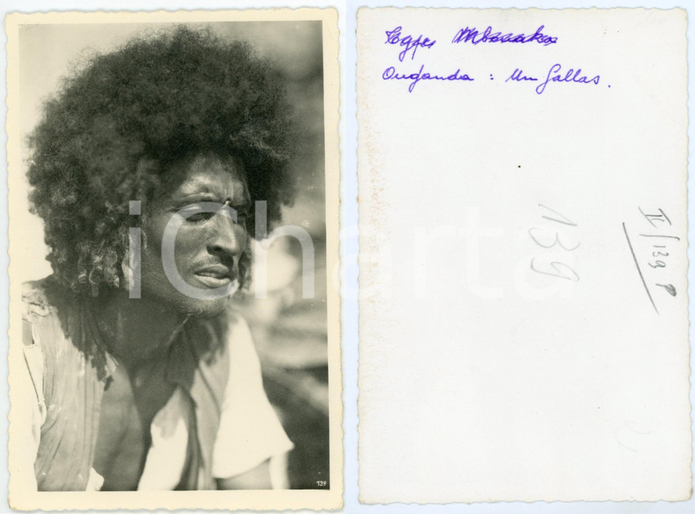 1930 C. ZAGOURSKI «L'Afrique qui disparaît» OUGANDA Type GALLAS ^Postcard 139  Fotocartolina postale d'epoca, appartenente alla 2^serie &laquo;L'Afrique qui dispara&icirc;t&raquo; del fotografo Casimir Zagourski (L&eacute;opoldville).N&deg;139, non viaggiata.CONDIZIONI: GFORMATO: 9x14 cm    originale e autentica 1
