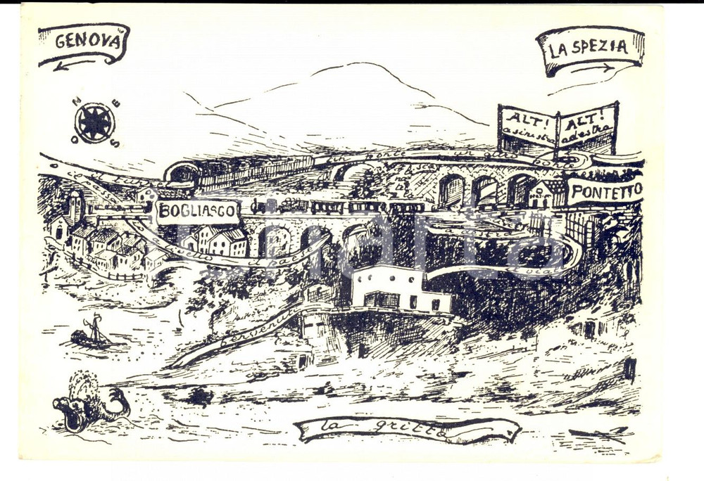 Cartolina originale da collezione 1960 ca PORTOFINO (GE) American bar LA GRITTA *Cartolina FG NV 1