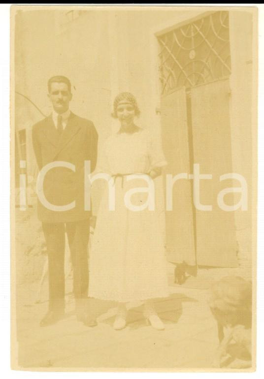 Fotografia d epoca originale 1922 TREGNAGO VR Coppia di sposi Clemen e Augusto Foto VINTAGE 6x10 cm 1