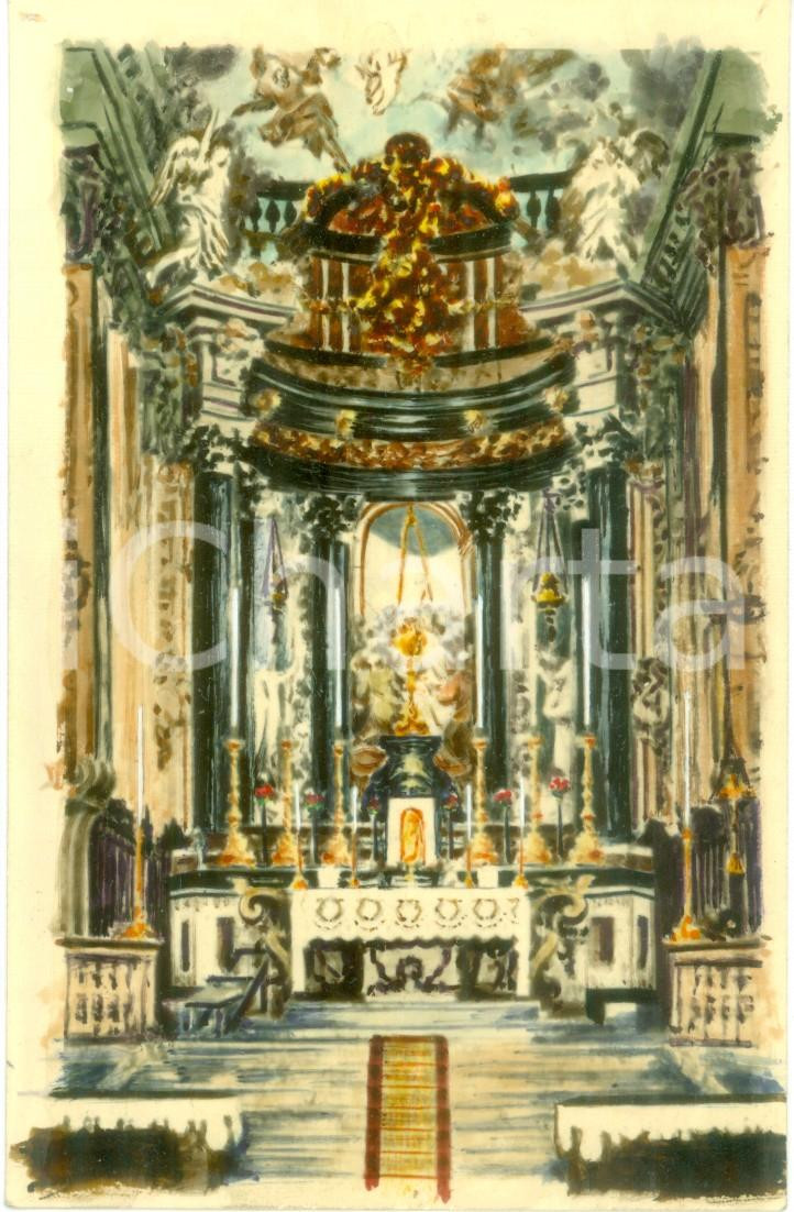 Cartolina originale da collezione 1950 ca VARALLO SESIA Altare Basilica dell Assunta Cartolina COLORATA A MANO 1