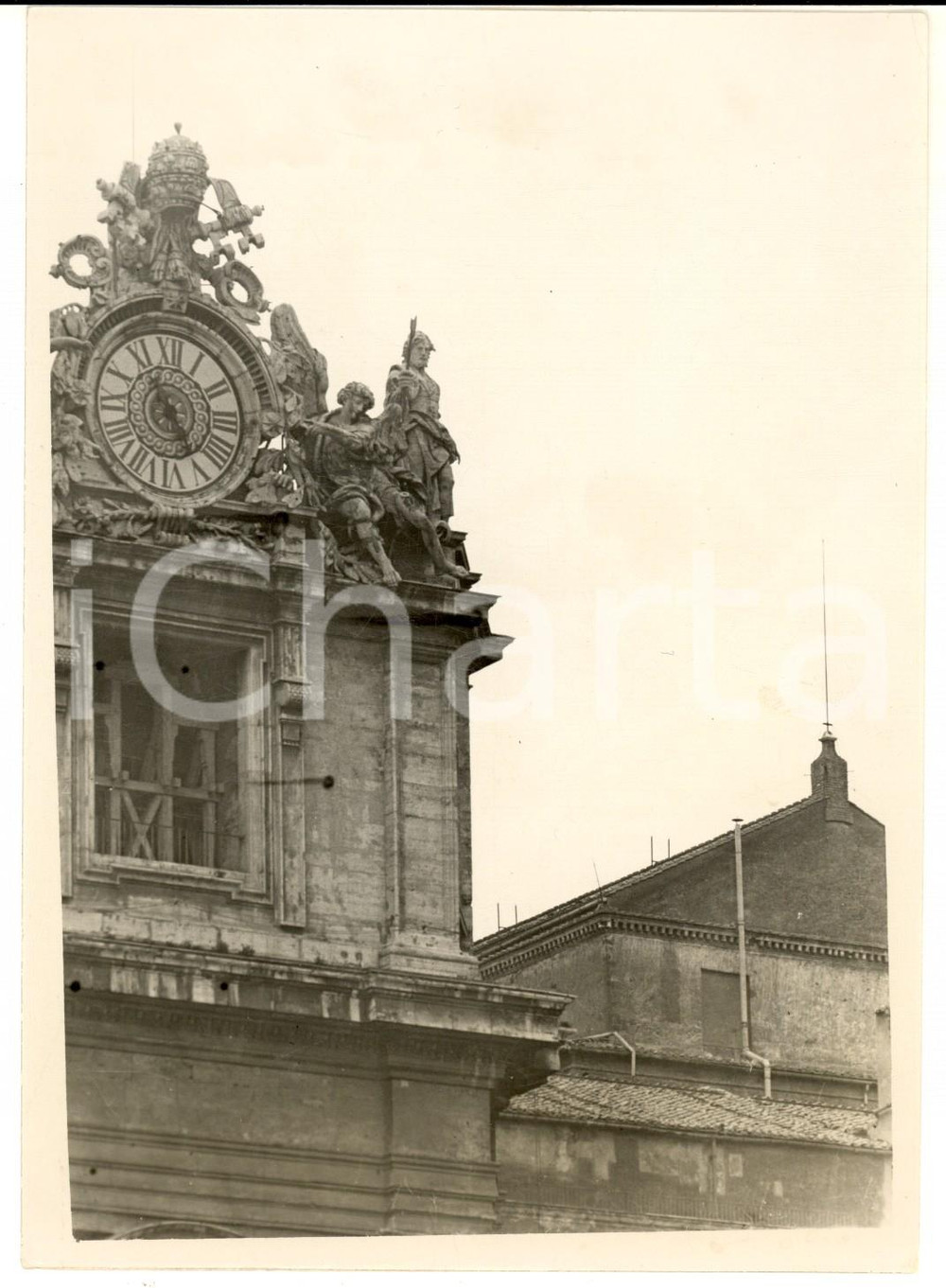 Fotografia d epoca originale 1930 ca CITTA  DEL VATICANO Veduta dall alto con l Orologio Foto ARTISTICA 18x13 1