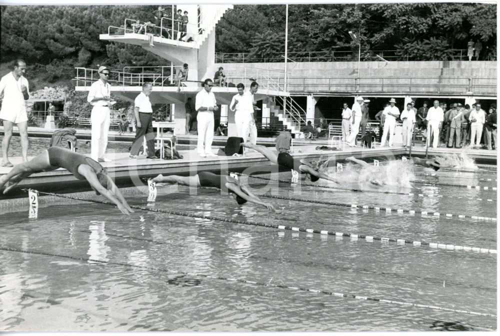 1959 GENOVA Campionati assoluti di nuoto - Nuotatrici alla partenza *Foto 18x12
