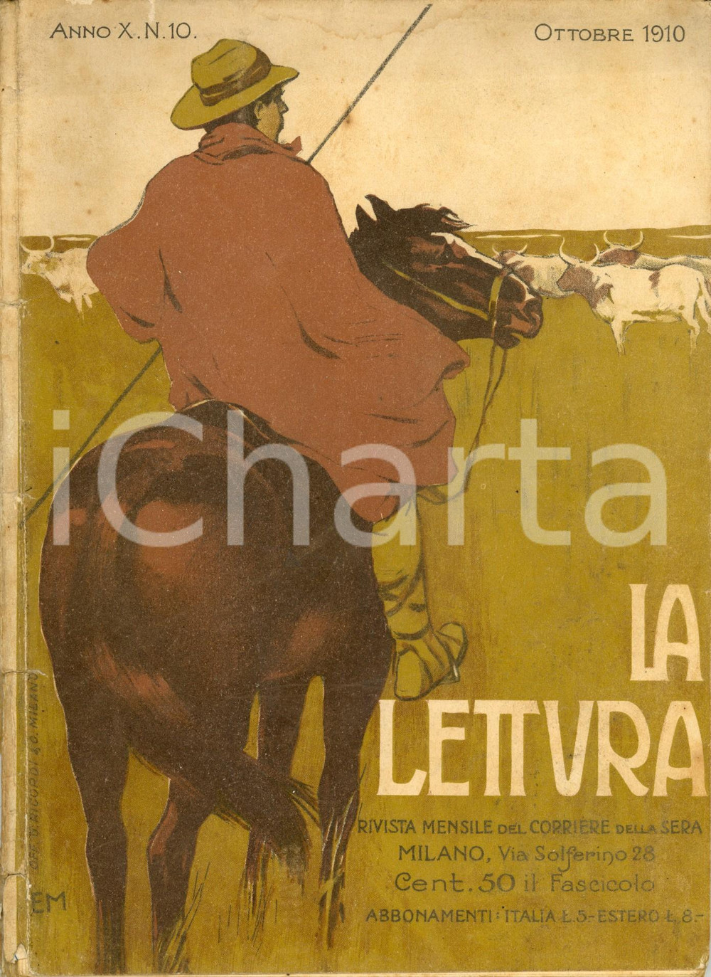 Giornale, rivista storica 1910 LA LETTURA Scuole di aviazione in FRANCIA e ITALIA DANNEGGIATA Anno X n°10 1