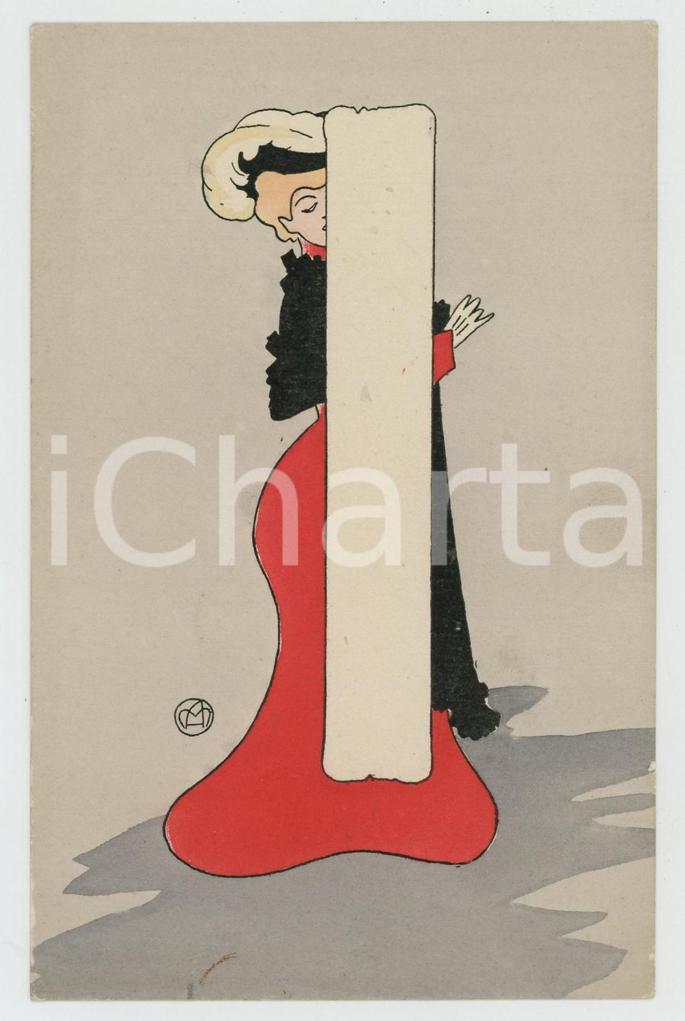 1910 ca FRANCE Woman in red dress - GLAMOUR postcard  Cartolina postale d'epoca, non viaggiata. GOOD/buono  Formato: 9x14 cm originale e autentica 1