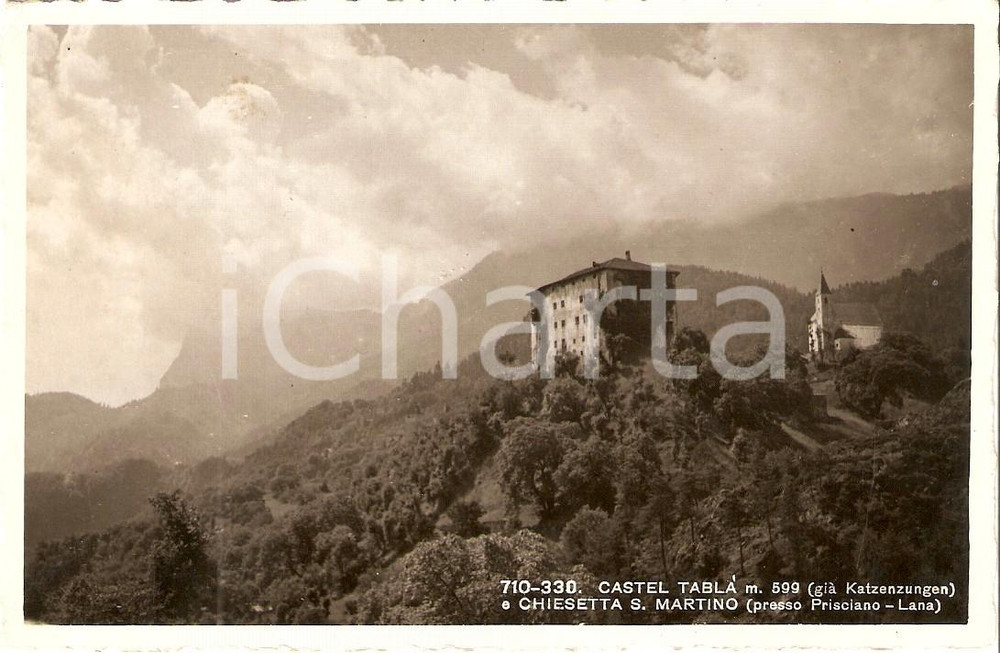 Cartolina originale da collezione 1925 TESIMO Prissiano, vista Castello Katzenzungen 1