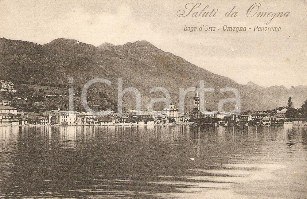 Cartolina originale da collezione 1920 ca OMEGNA (VB) Panorama del paese dal Lago d'ORTA *Cartolina FP NV 1
