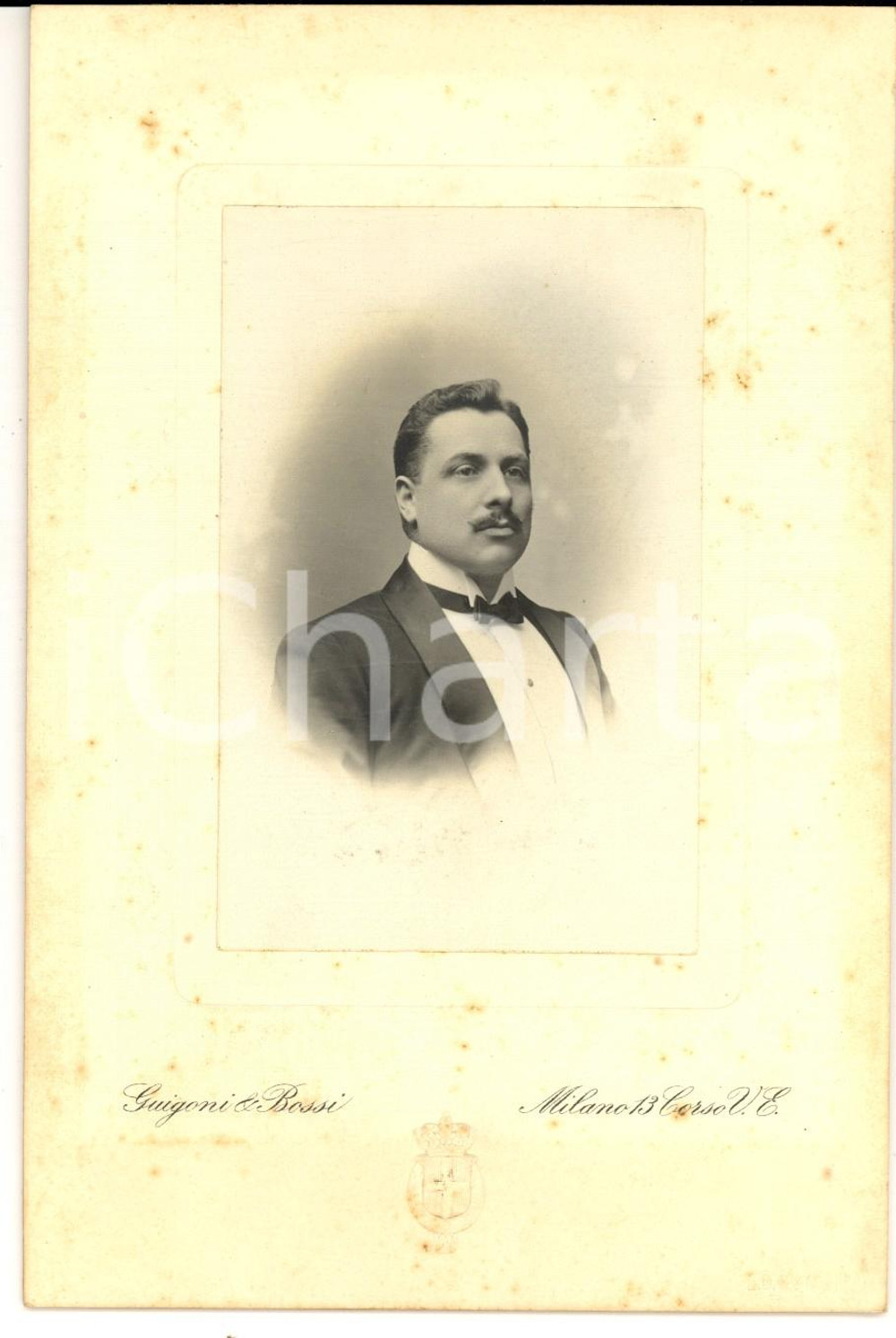 Fotografia d epoca originale 1890 ca MILANO Ritratto maschile in abito da sera Foto GUIGONI e BOSSI 1