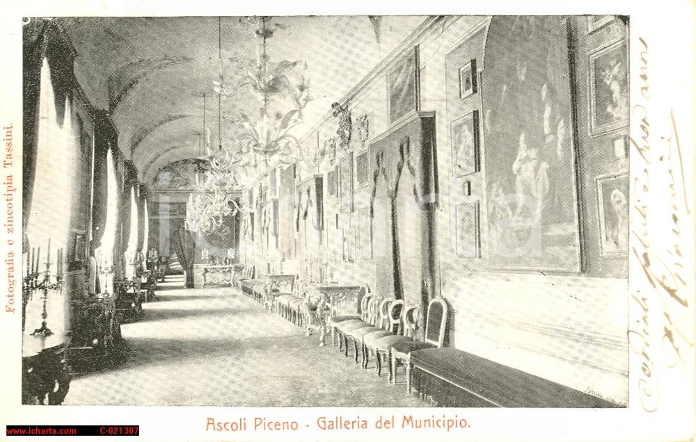 Cartolina originale da collezione 1902 ASCOLI PICENO Galleria del Municipio FP VG 1
