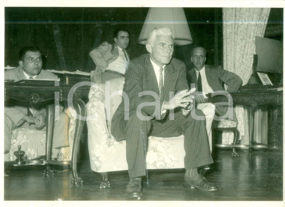 Fotografia d epoca originale 1955 ca USA Edward R. STETTINIUS in riunione nel suo ufficio Fotografia 1