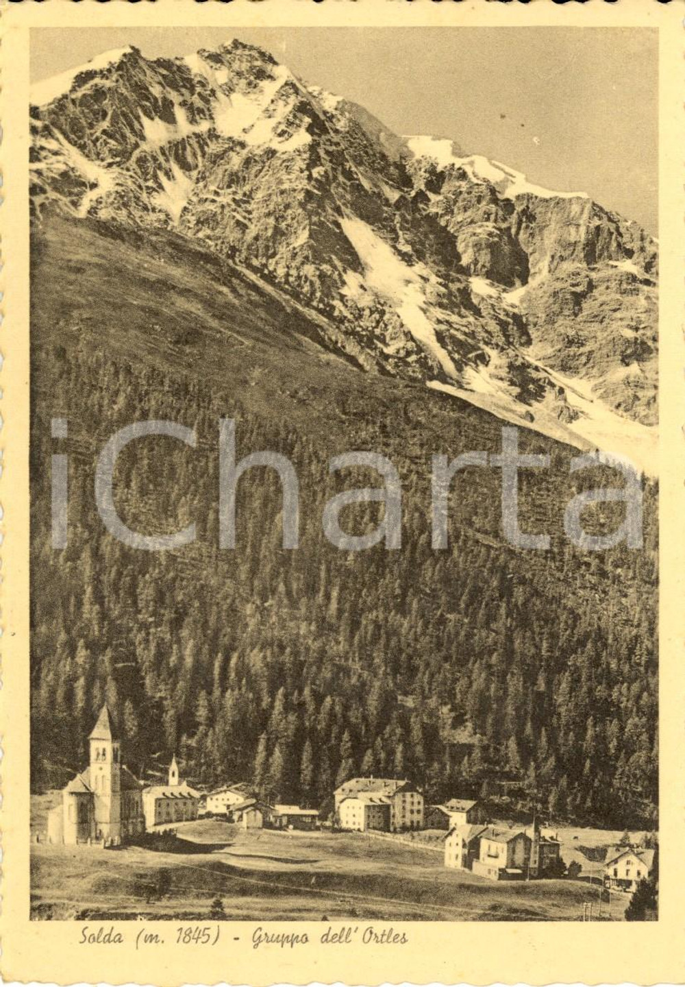 Cartolina originale da collezione 1945 ca STELVIO (BZ) Veduta frazione SOLDA e Gruppo ORTLES *Cartolina FG NV 1