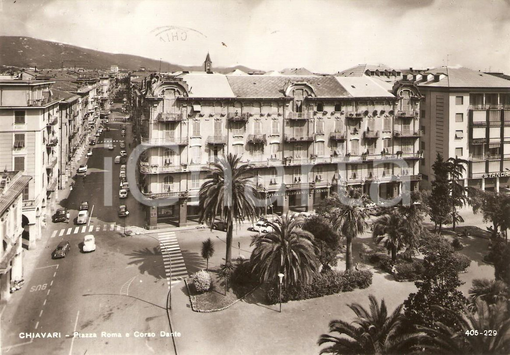Cartolina originale da collezione 1967 CHIAVARI GE Corso Dante e STANDA di Piazza Roma Cartolina FG VG 1