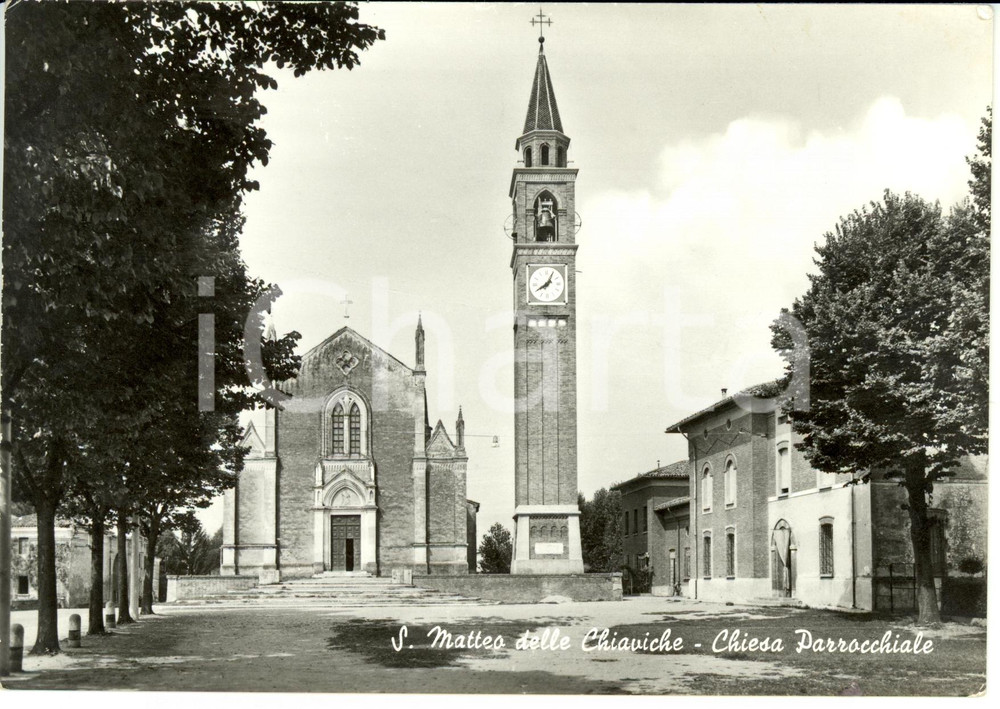 Cartolina originale da collezione 1972 SAN MATTEO DELLE CHIAVICHE (MN) Chiesa Parrocchiale *Cartolina FG VG 1