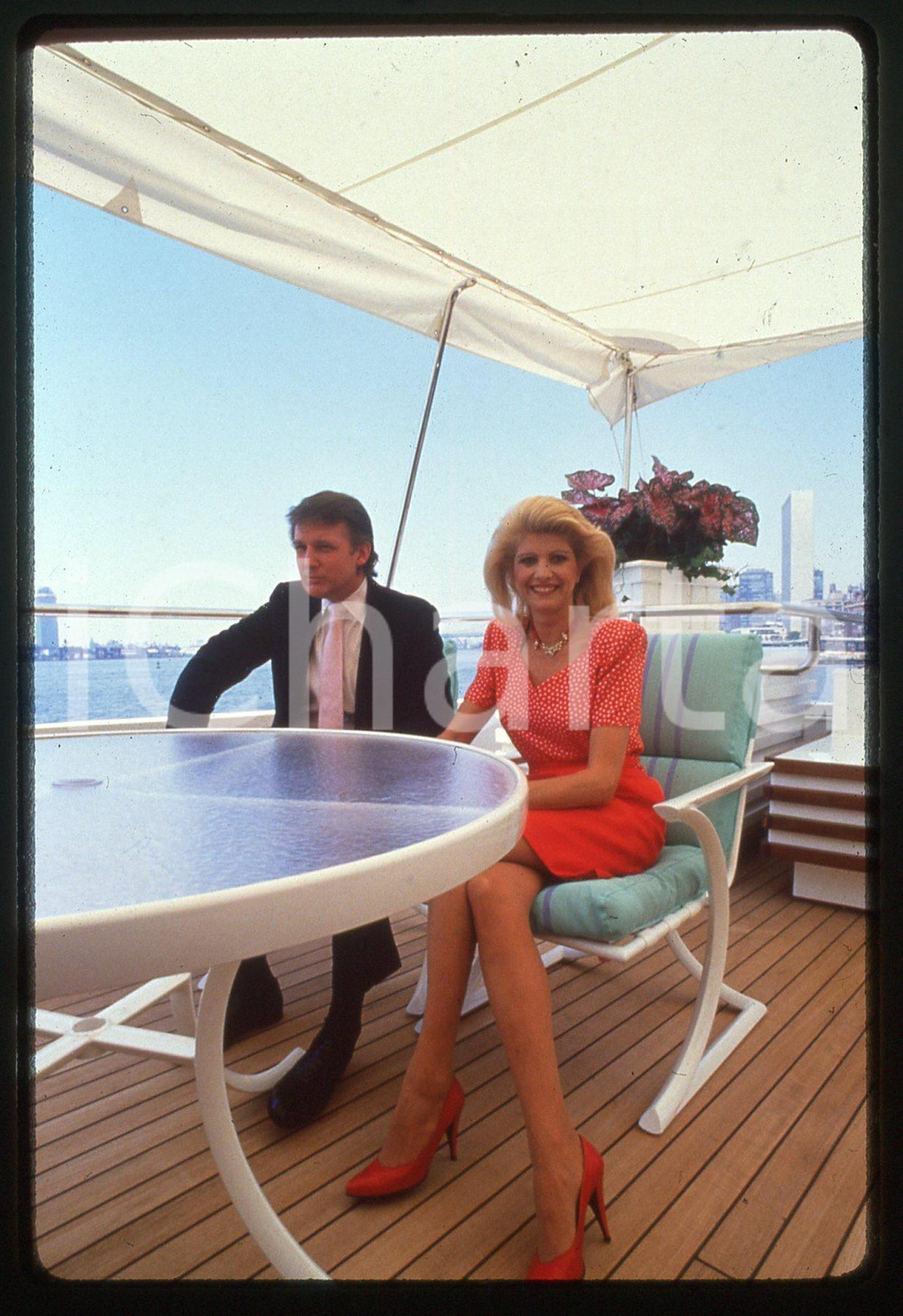 35mm vintage slide* 1988 NEW YORK Ivana and Donald TRUMP aboard TRUMP PRINCESS 3